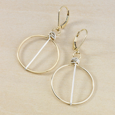 silver striped gold honey earrings